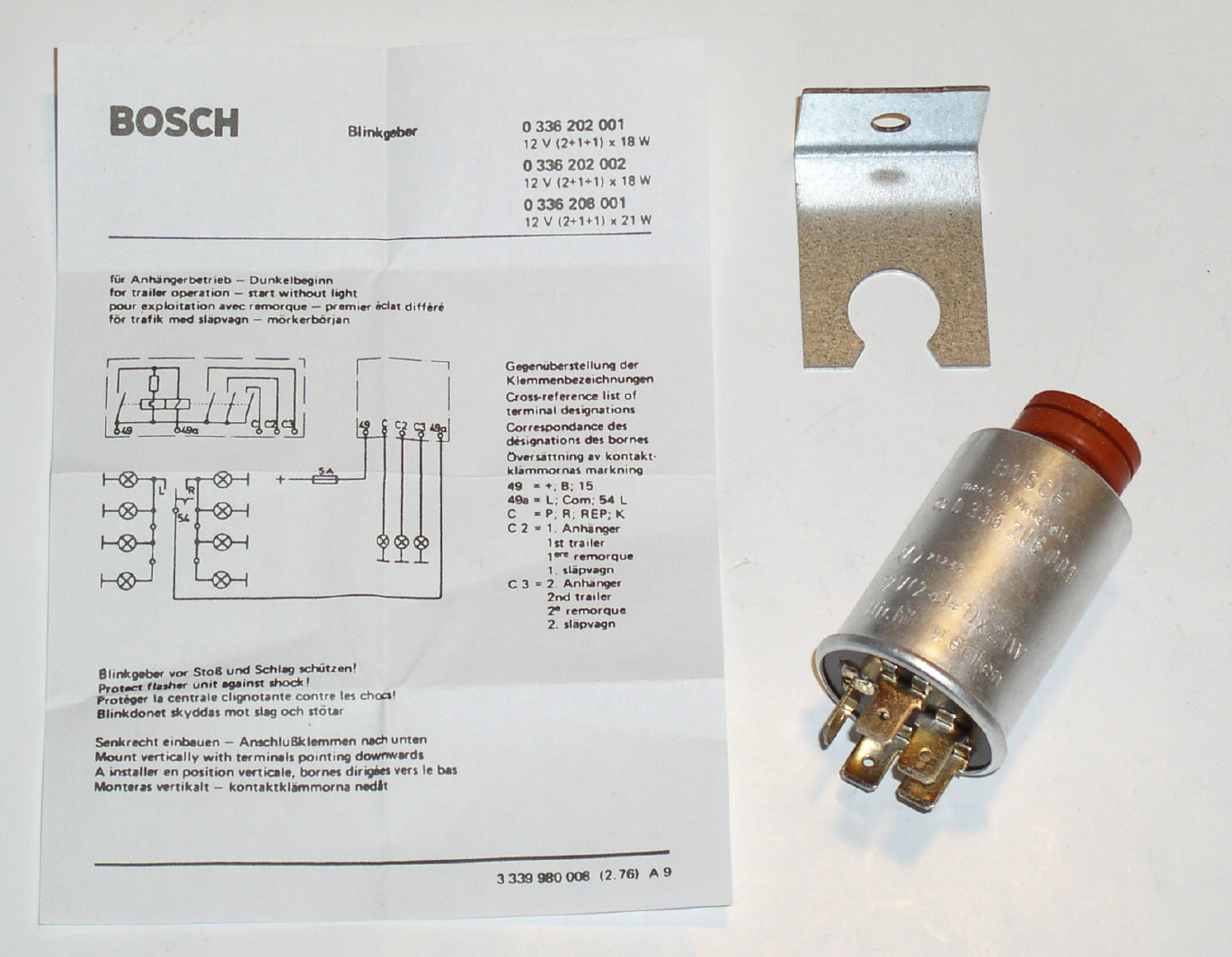 Bosch Blinkrelais Blinkgeber 12V (2+1+1) 21W Relais 0336208001 Oldtimer  Traktor